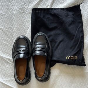 Maje Black Leather Loafers
